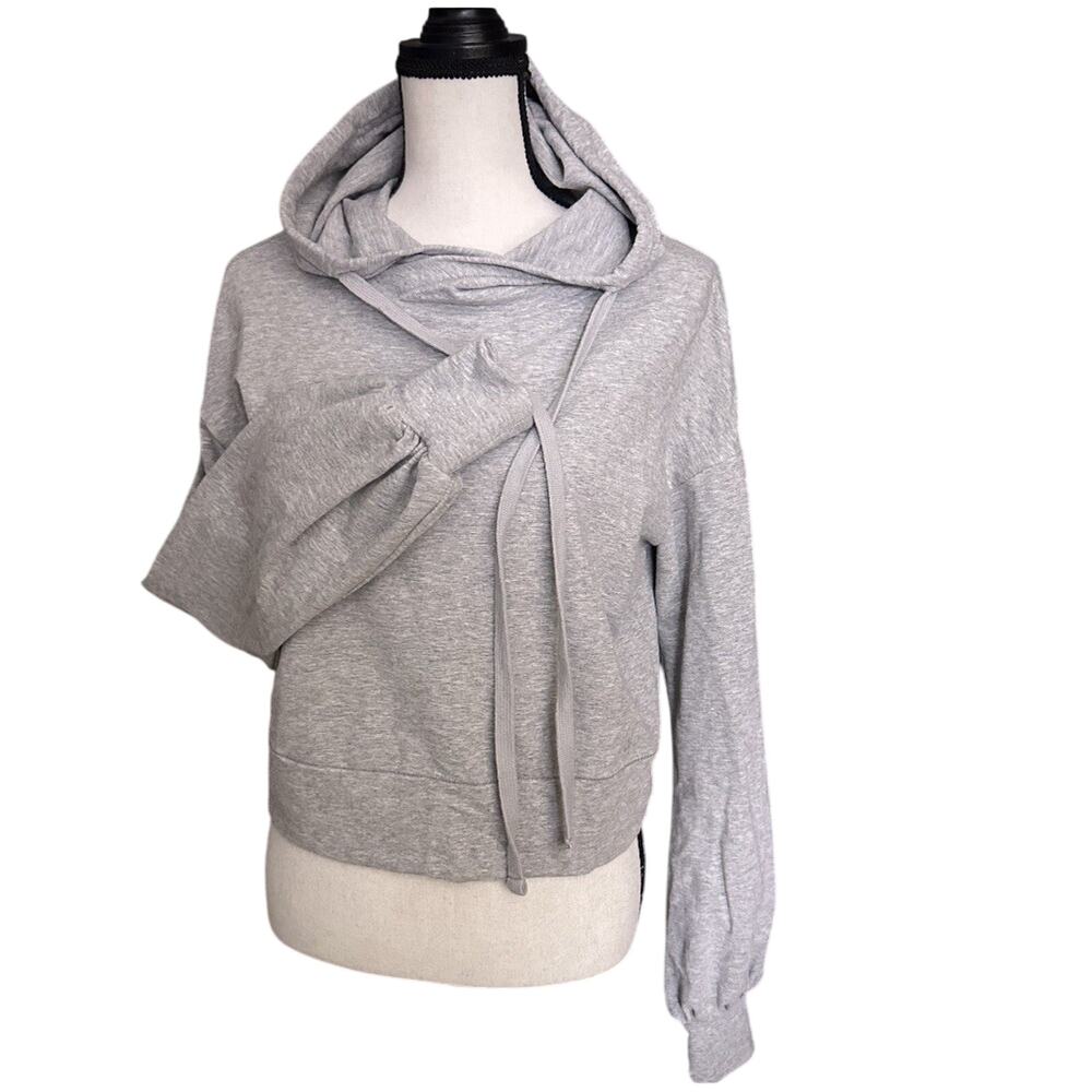 Alo Yoga Cropped Hoodie Sweatshirt‎ Womens XS Gray Oversized Lounge
